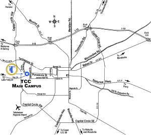 Map to TCC main campus